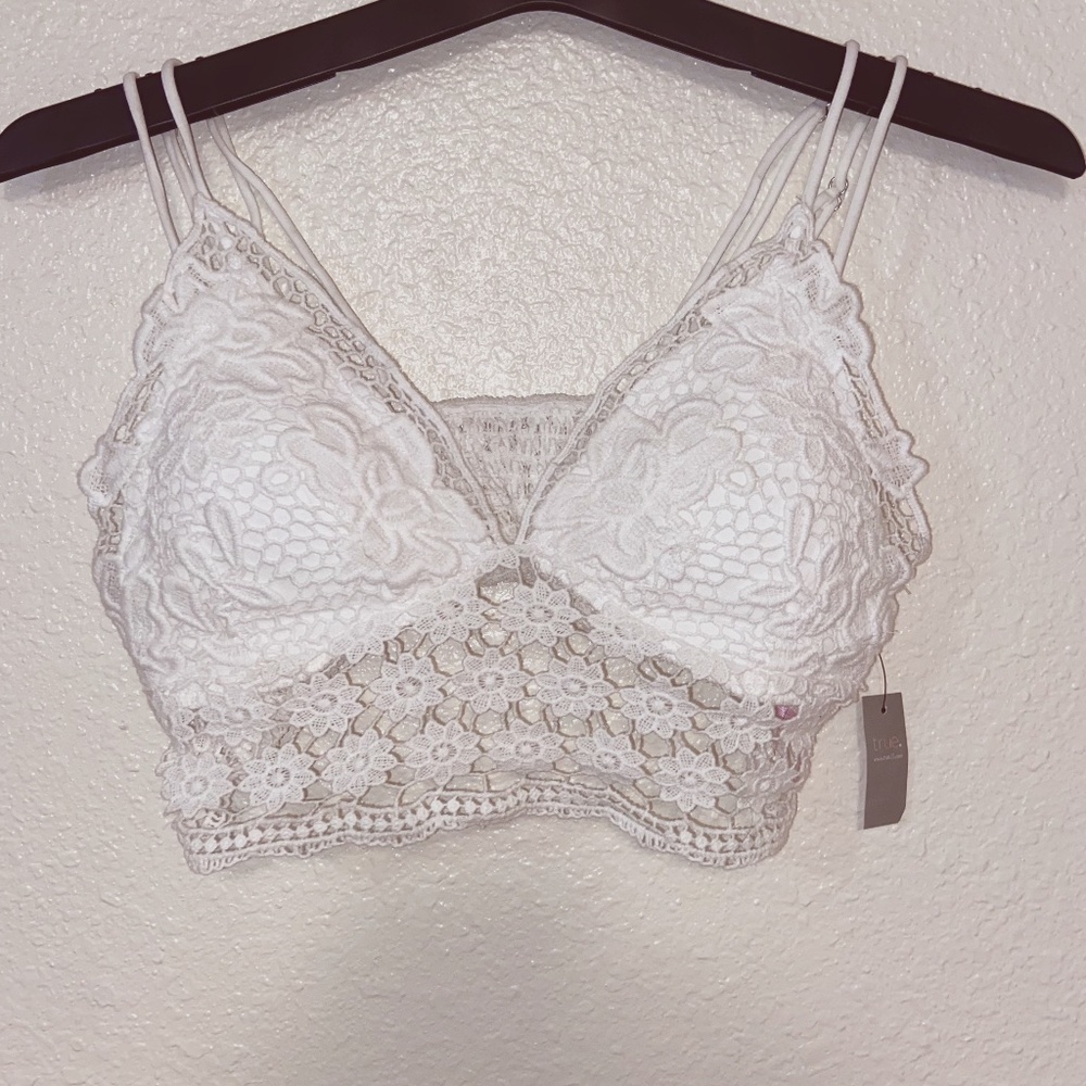 White Crochet Longline Bralette